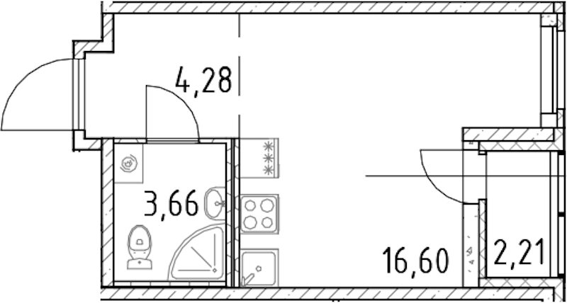Квартира студия 24.54 м², 11/18 эт., ЖК «Город Первых»